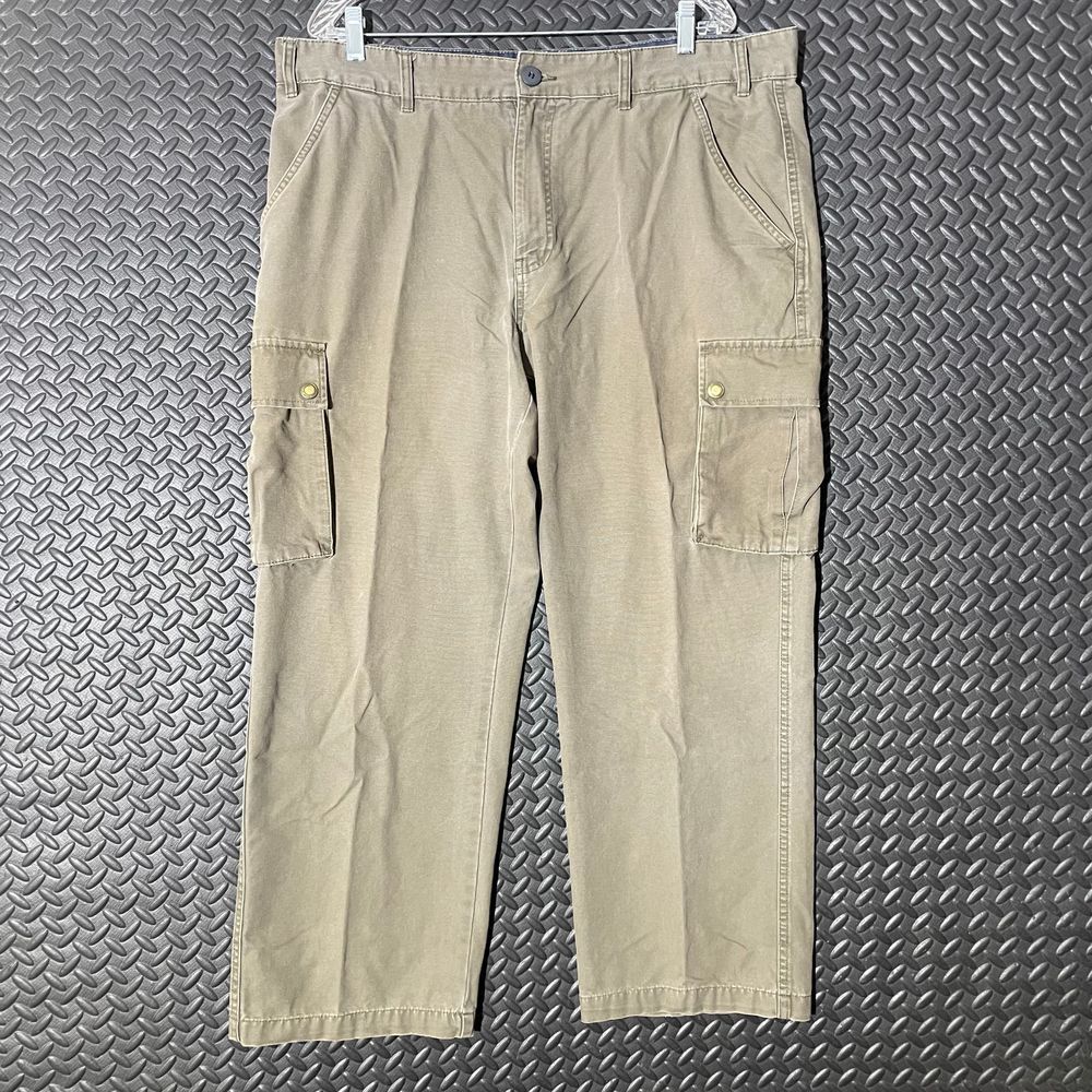 Vintage St Johns' Bay Khaki Cargo Pants Button Pocket Casual Wear Men's 40x30‎